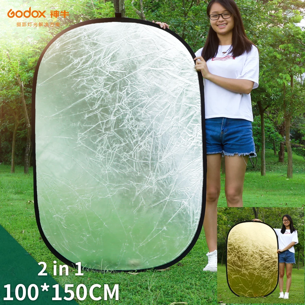 Godox 2 in 1 100x150cm Portable Oval Multi-Disc Reflector, Collapsible Photography Studio Photo Lighting Diffuser Reflector