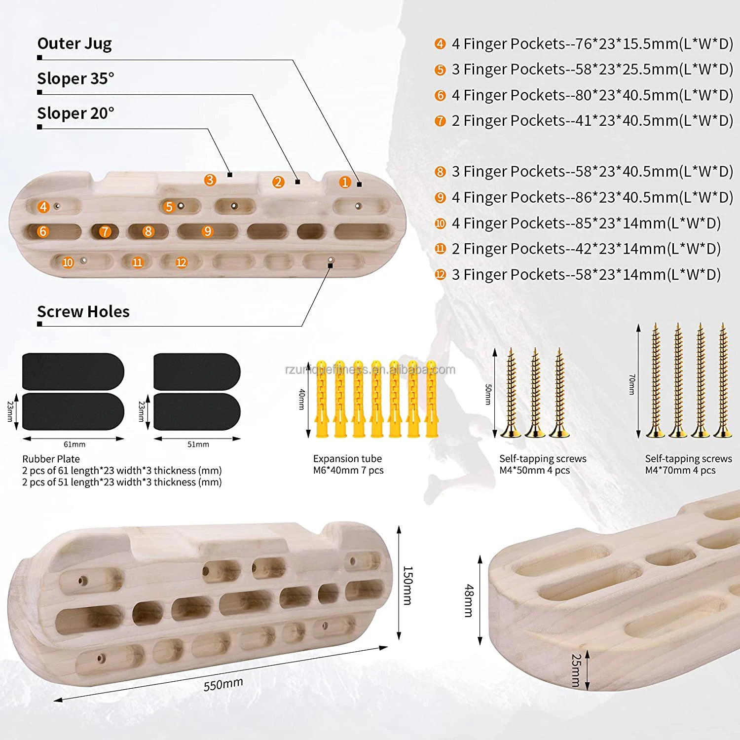 factory wholesale fitness indoor climbing  hang board