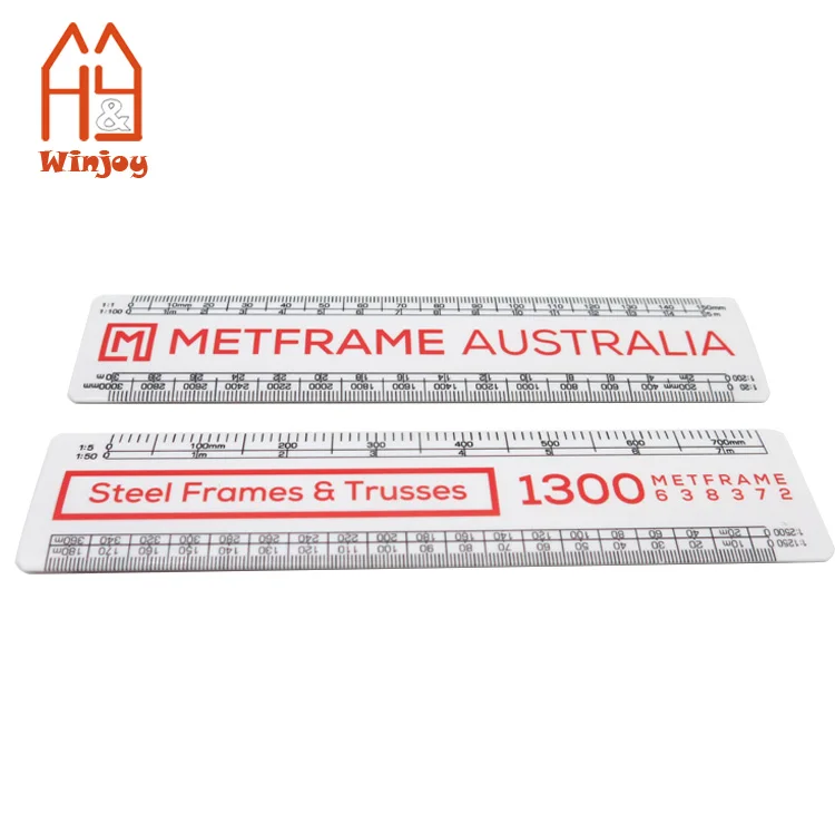 Custom 6 Inch 15 CM Plastic Flat Architectural Scale Ruler White Straight Ruler With Customized Personalized Logo Print