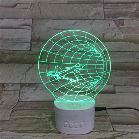 
Cool Personalized Gift Battery Operated Nightlight Portable Wireless Speaker 3D Space Fighter Night Light Lamp 