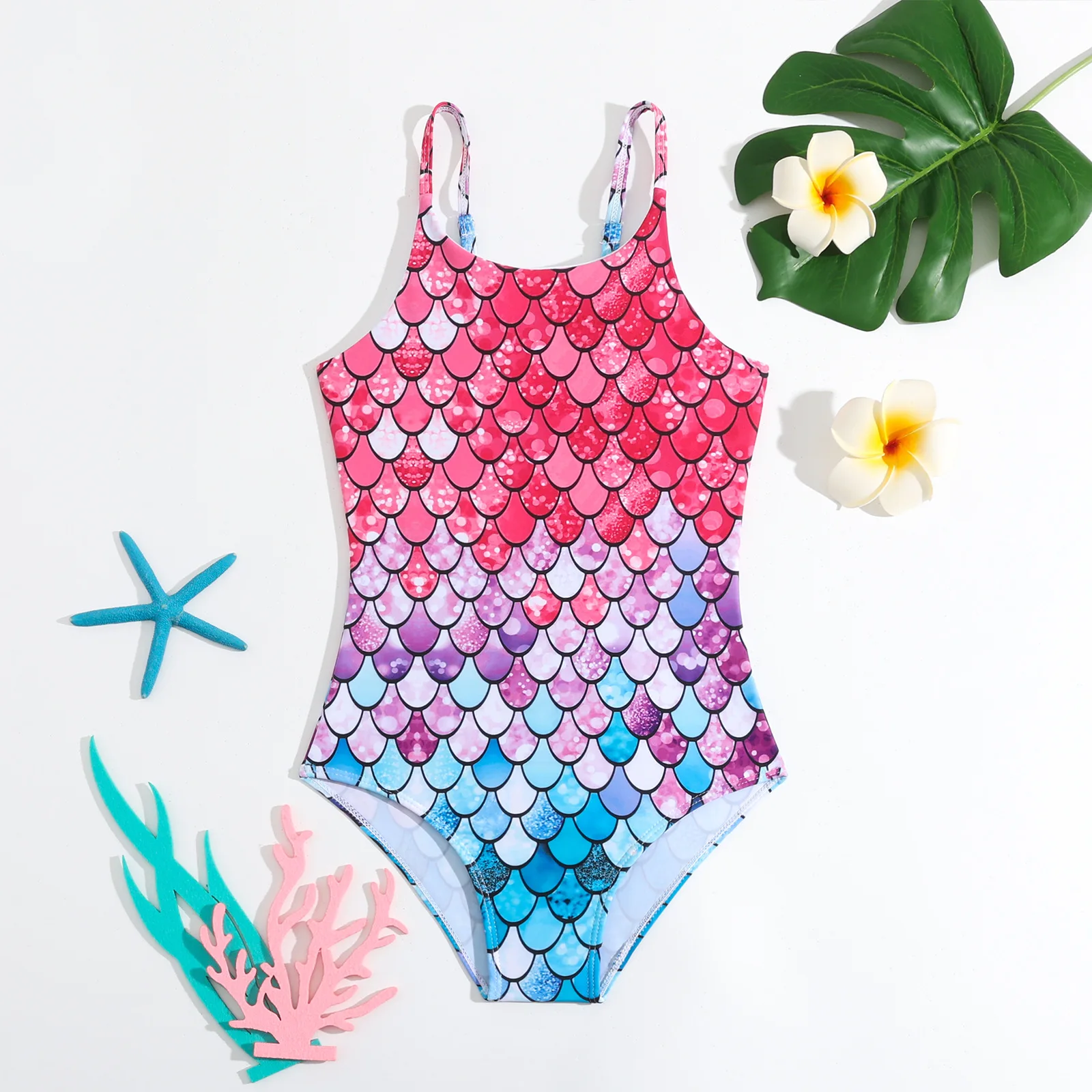 Famicheer Toddler Baby Girls Summer Swimsuit Sleeveless Swimwear Beachwear Three-Piece Suit Beach Bikini