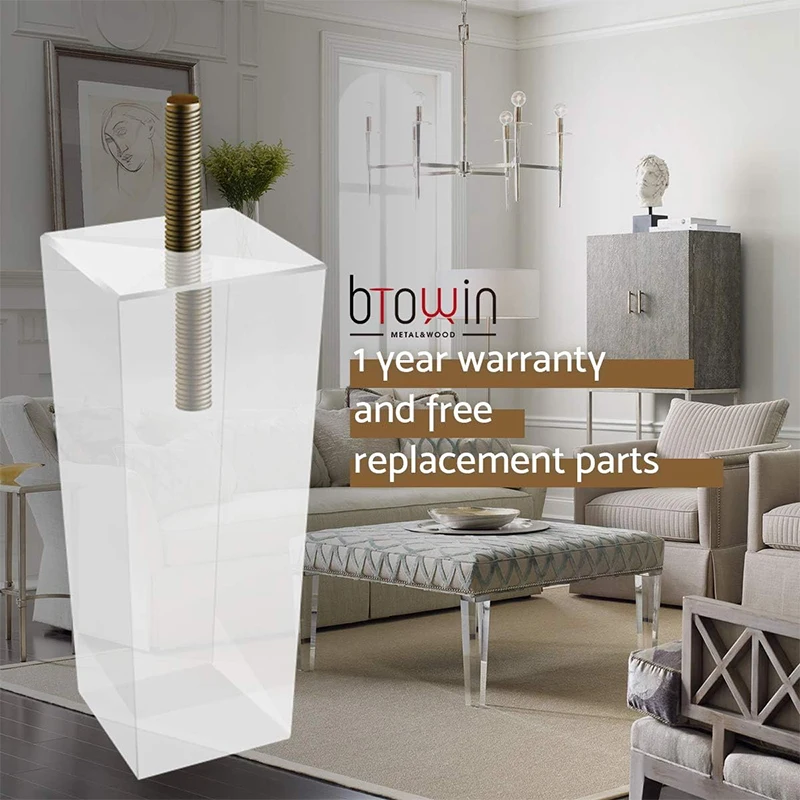 Cabinet Furniture Square Sofa Legs Wholesale High Quality Clear Acrylic Plastic Customized Modern Sofa Accessories for Sofa