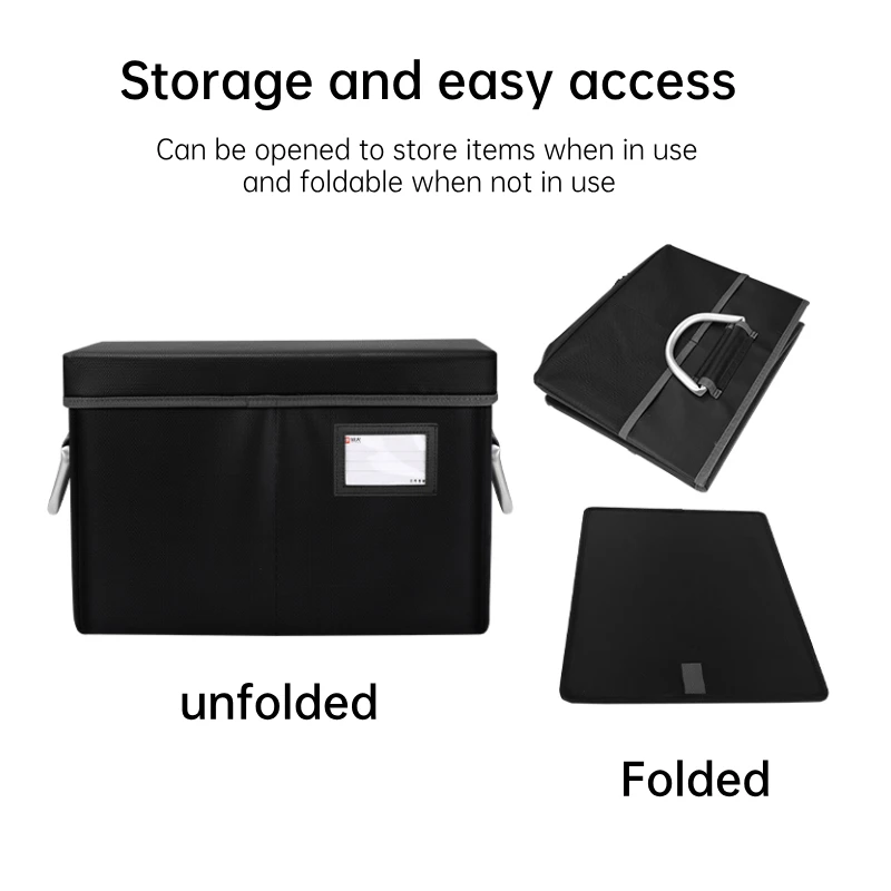 Travel-Ready Fireproof Box with Lock File Storage Organizer Anti-Static Box Collapsible Fireproof Document Box with Handle