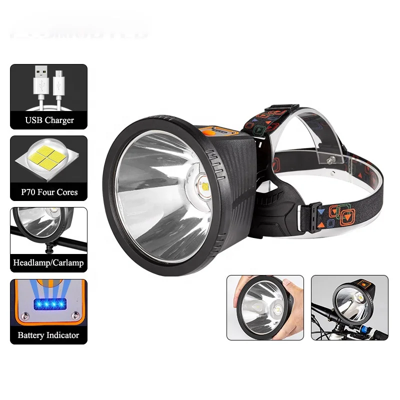 Multi Function Strong Light Headlamp Outdoor Camping Cycling XHP50 Led Built-In Large Capacity Battery Headlamp and Bicycle Lamp