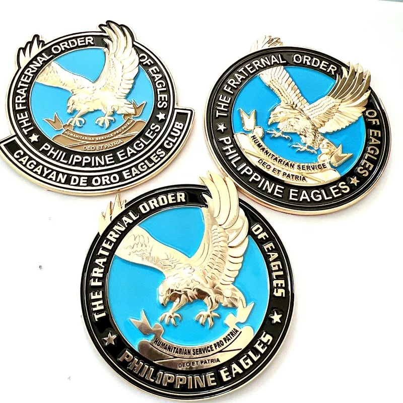 custom master car emblem masonic auto car emblem 3D fraternal order of eagle philippine eagle car emblem