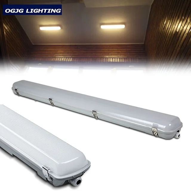 ETL DLC CE subway station ip65 tri-proof tube fixtures trunking system hanging batten lighting tunnel emergency led linear light
