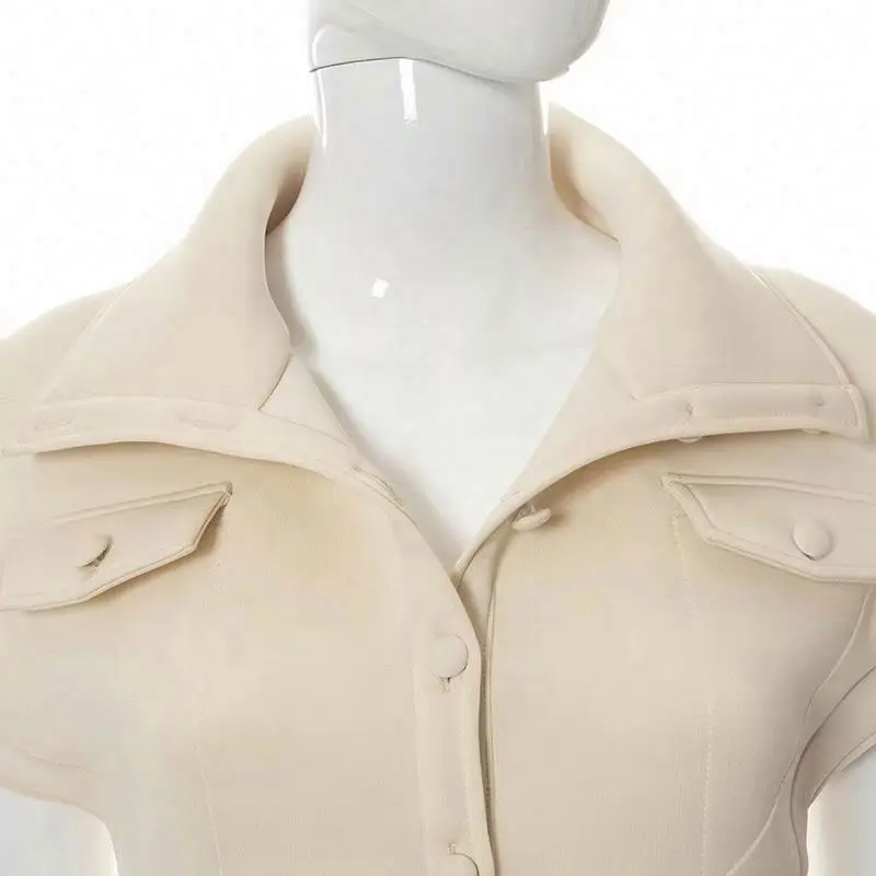 2021 Fall New Style Winter Stand-up Collar Jacket Air Layer Flying Sleeve Short Coats For Woman Fashion Coat