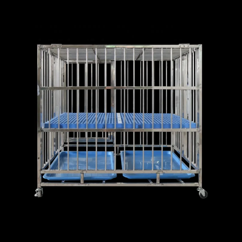 Heavy duty stackable 304 stainless steel modular pet cages dog kennel for veterinary hospital