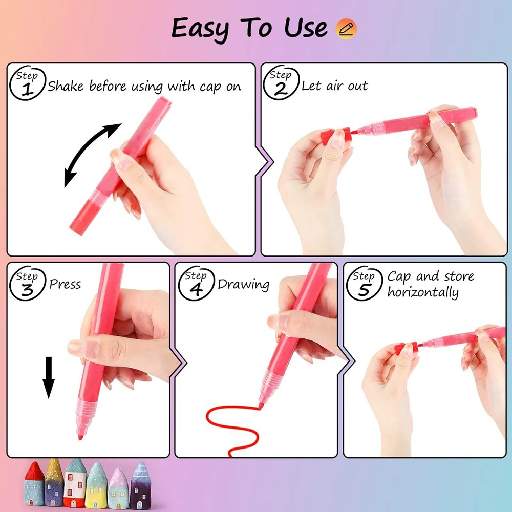 Custom DIY Artist Galaxy River Flat Stone Rock Painting Kit for Kids Creativity