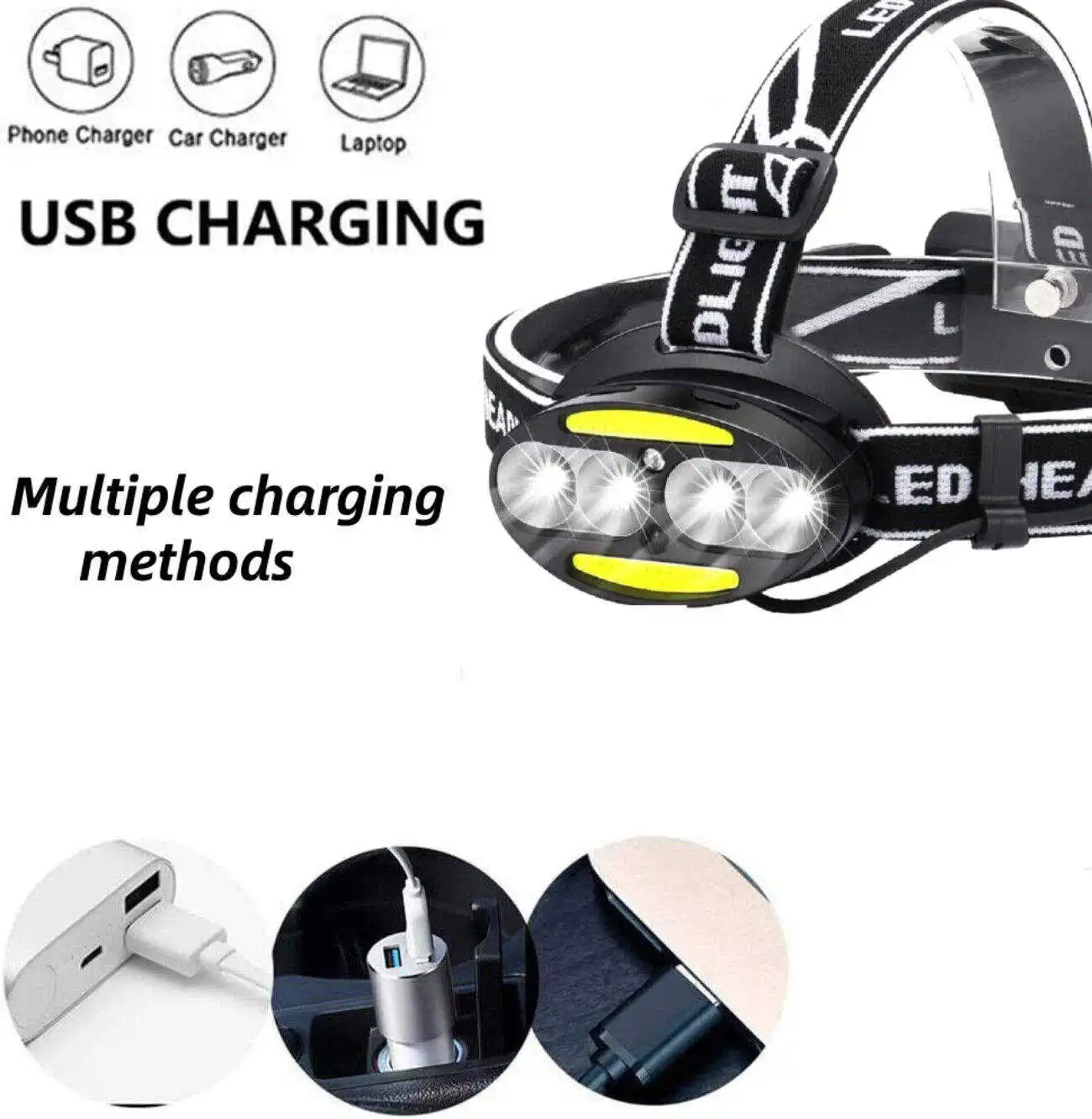 head mount  all perspectives induction high power headlamp 18650 cob led rechargeable sensor head lamp motion