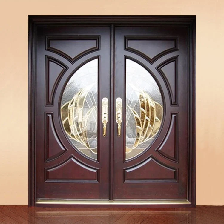 High quality Original factory front door with sidelites exterior doors external wooden Modern glass Front wood doors