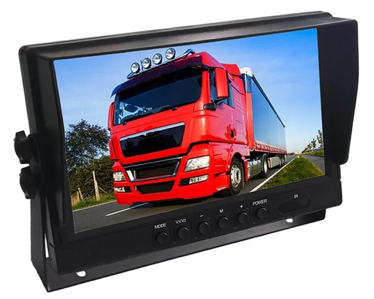Gannyin 24V heavy duty 9 inch quad monitor 4 recorder night vision front rear right left side camera truck camera kit system