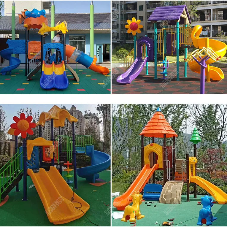 High quality modern kids outdoor playground set with transparent tunnel