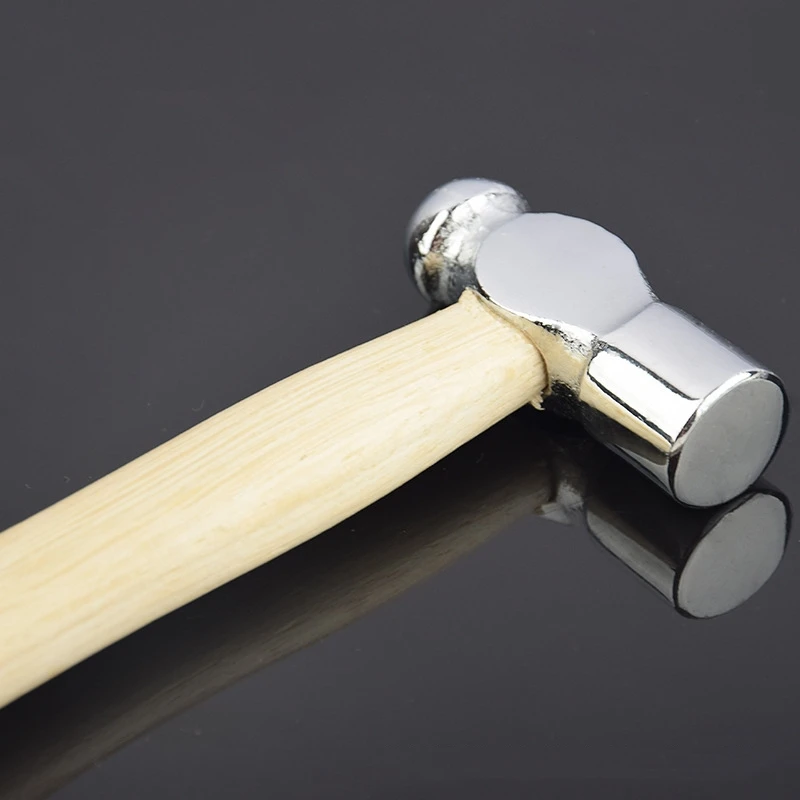 Multi-function Mini Wooden Handle Chrome-plated Round Head Hammer