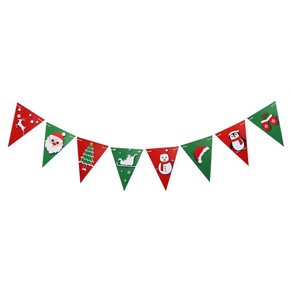 Triangle Birthday Party Hanging Decoration Red Black Green Colorful Travel String Flag Pennant