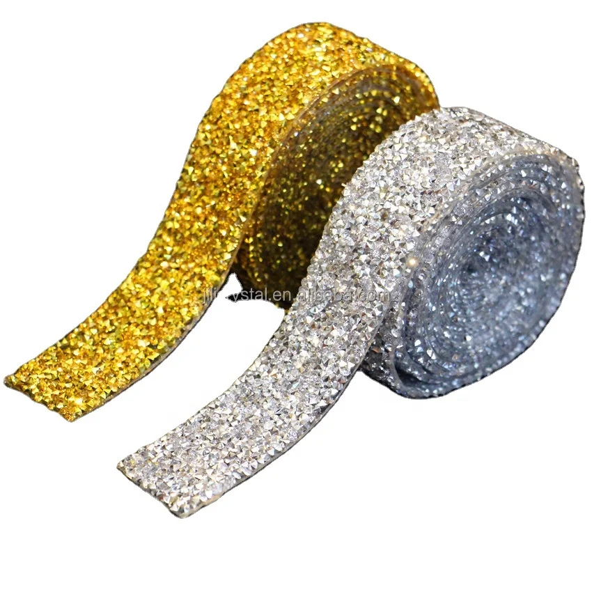 Hot selling 4cm Li Kuan resin crystal rhinestone ribbon jewelry strip DIY decorative stickers rhinestone strip decoration