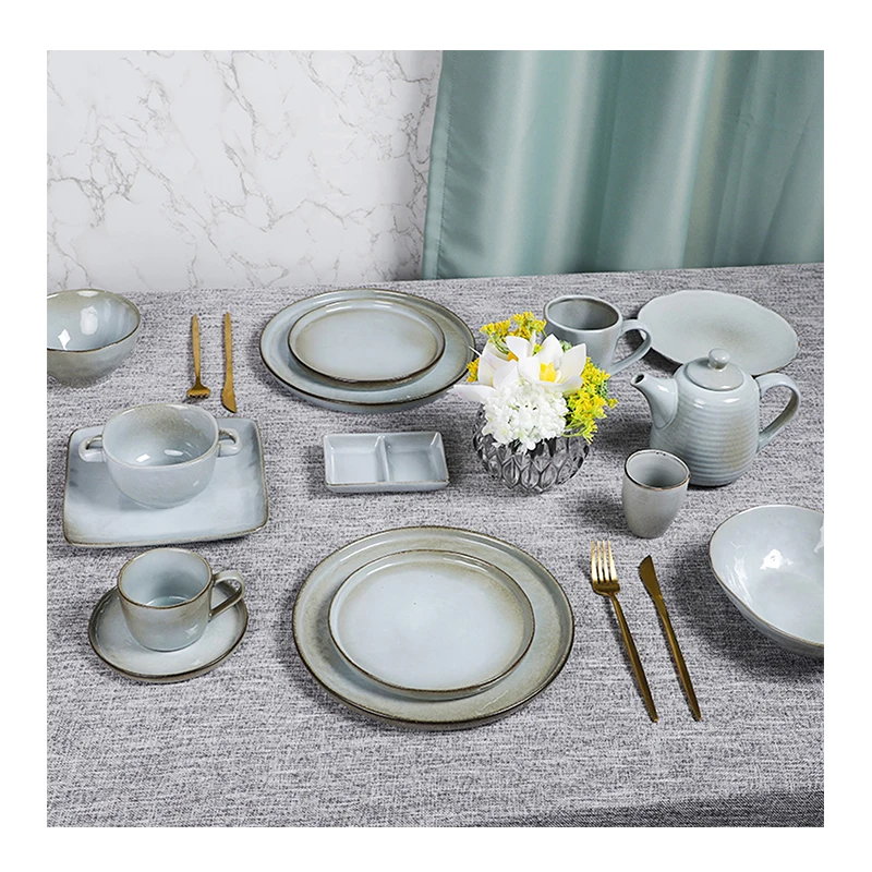 High Temperature Porcelain Round Plate Ceramic Dinnerware European Design Collection