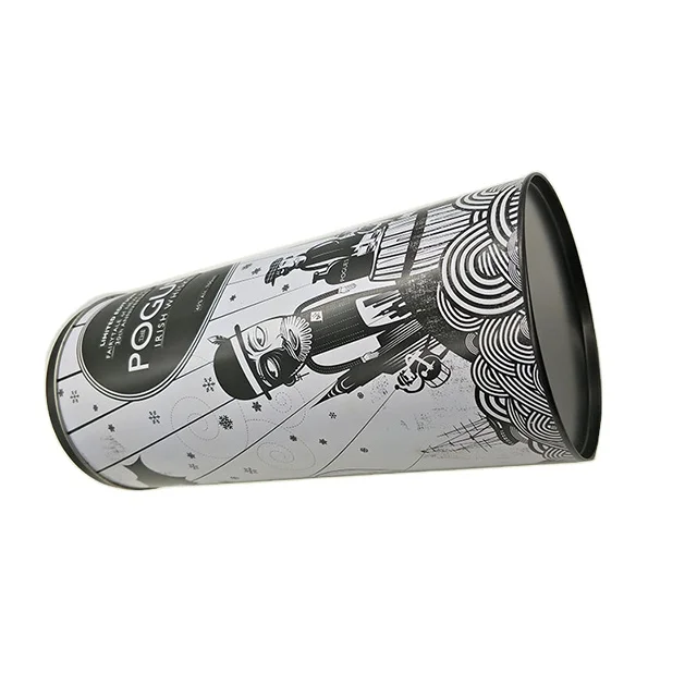 Custom Luxury Food Grade Metal Packing Round Tin Boxes For Champagne Whisky Wine Bottle