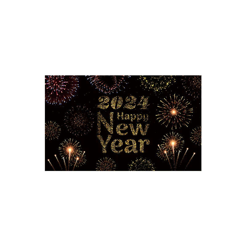 Happy New Year Party Backdrop Fabric Sign Poster Banner with Pattern Firework for New Year Party Decoration Photo Background