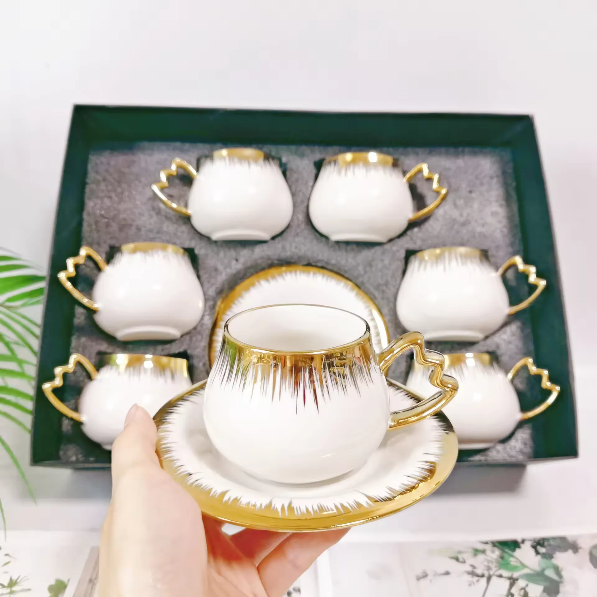 Various customizable cup and saucer sets ceramic coffee cups