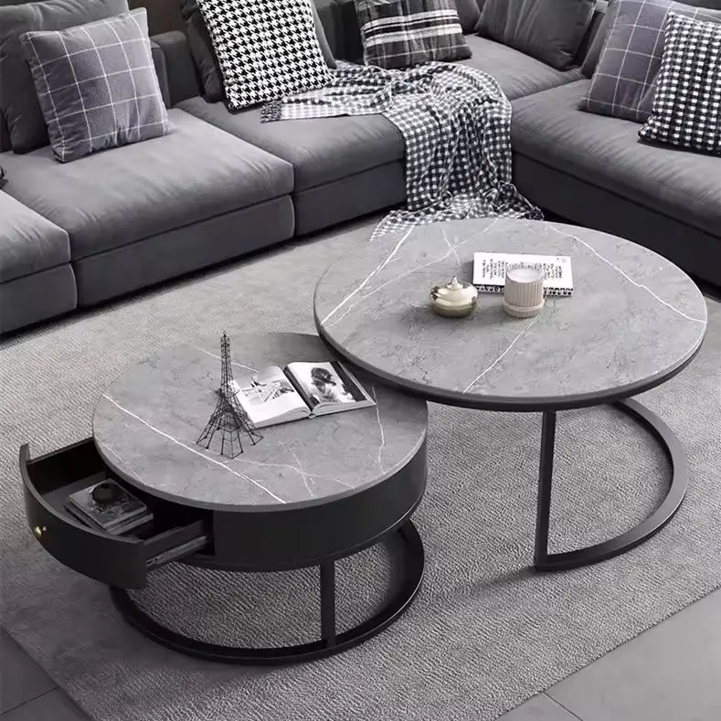 Nordic French style luxury coffee table living room furniture living room small table set round modern living room table