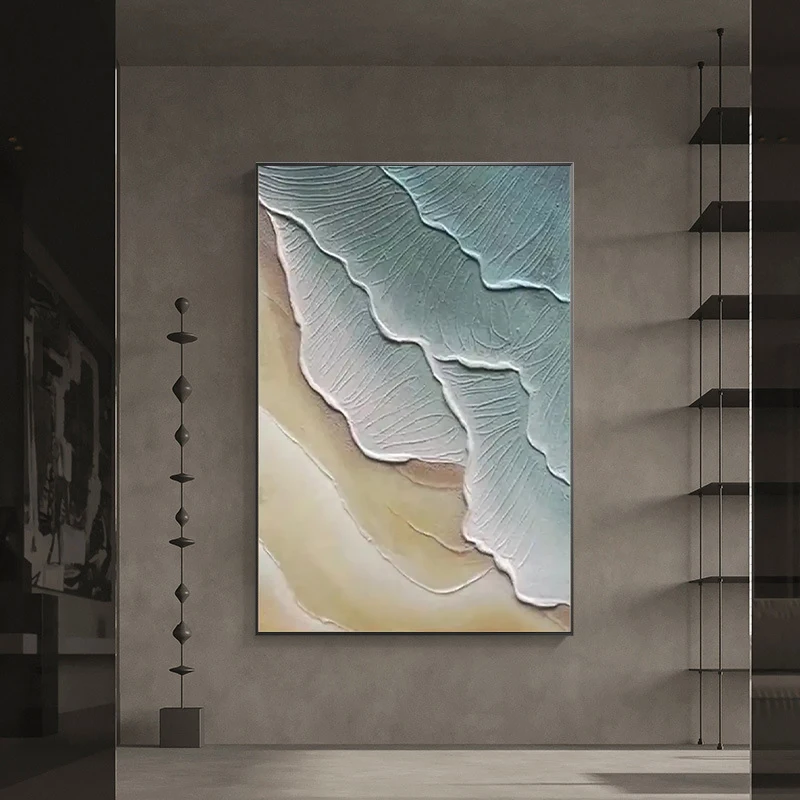 Pop Art Extra Large Home Decor Handpainted Canvas work Modern Ocean Relief Painting Abstract Wall