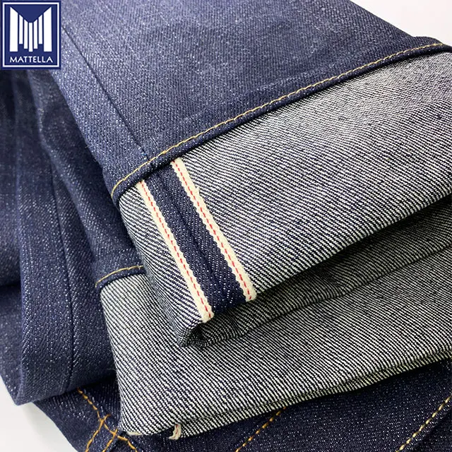 Super heavy projectile loom woven 16.5oz indigo Japanese denim selvedge fabric tela precio por metro for men jeans