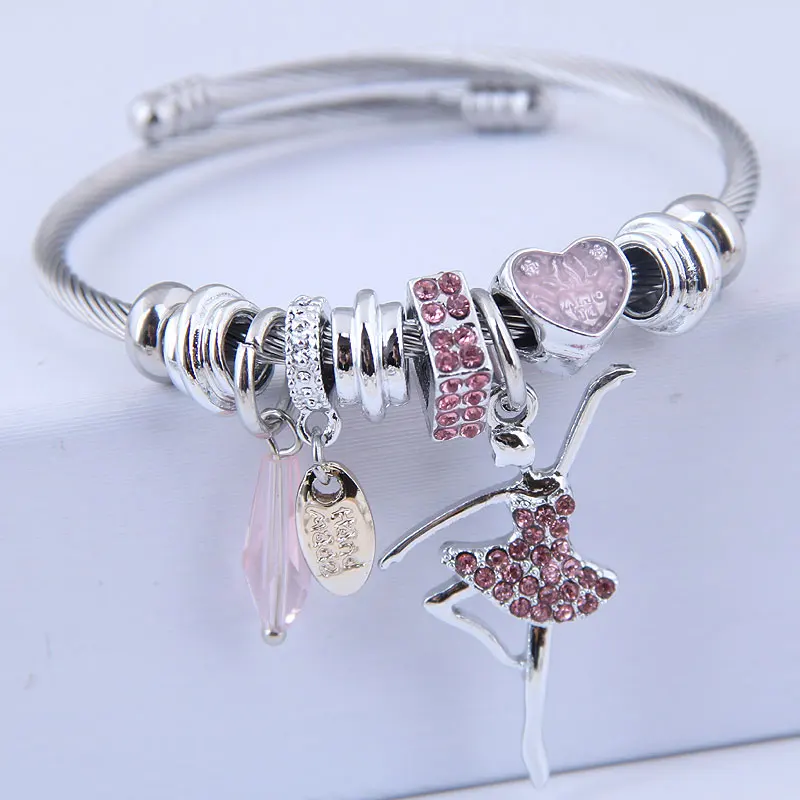 WY080926120 hot sale Adjustable size metal bangles New style pendent bangles simple Rhinestone bangles