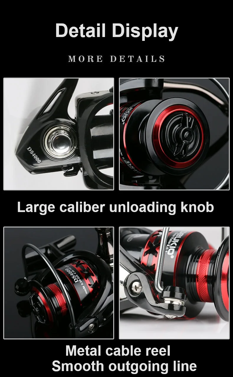 DEUKIO All Metal Spool 2+1bb 2000-7000 Series Carbon Fiber Fishing Reel System&Ultra Light CNC Aluminum Spool Spinning Reel