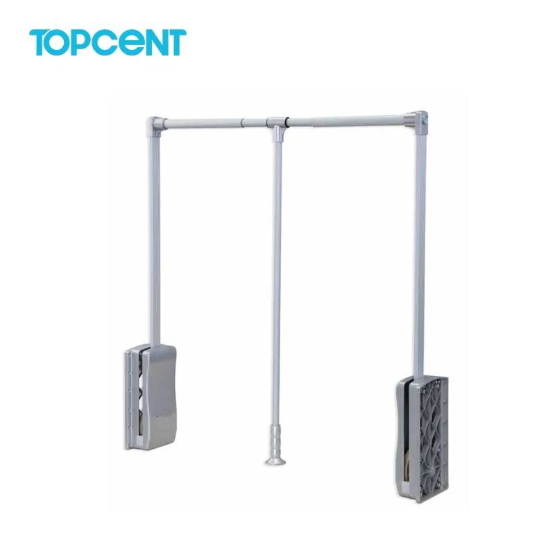 Topcent Closet Organizer System Pull Down Wardrobe Lift Clothesline Pole Cloakroom Hanger Rod