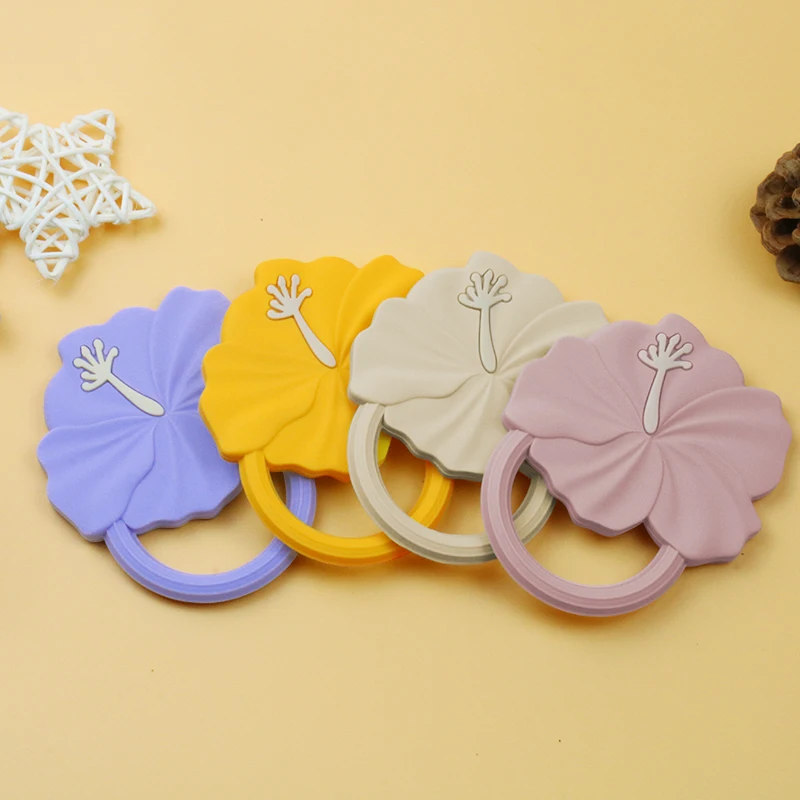 Baby gift Hibiscus silicone baby teether symbolizes Beauty and Love BPA free No MOQ with your Laser logo