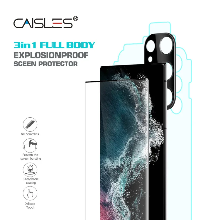 Transparent anti-fingerprint matte 3 in 1 screen 3d protector camera lens film for huawei