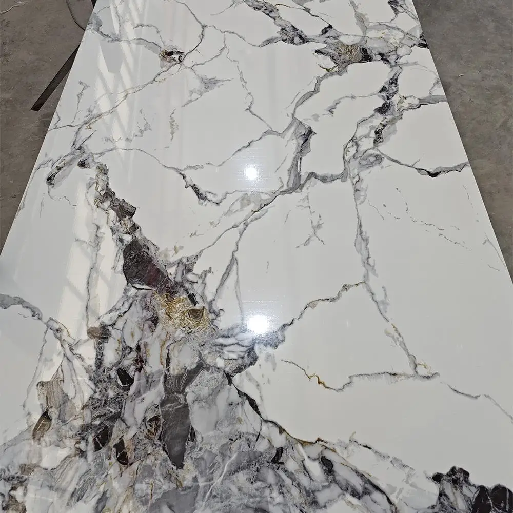 Interior High Glossy marble PVC sheets Carbon Slate Wall Panels For Interior Decoration