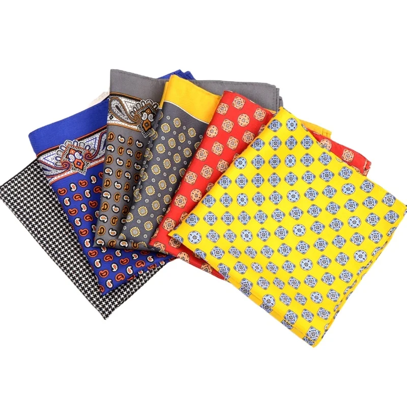 Hamocigia High Quality Luxury Design Accept Customized Logo Handkerchief Screen Print Silk Pocket Square