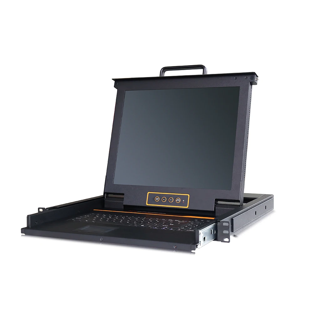 Manufacturer Supplier Single Rail Slide 17 Inches Rack Mount KVM With Monitor