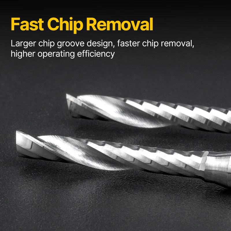 HUHAO 3.175 CNC Single Flute Spiral Milling Cutter Acrylic Tungsten Carbide Bits Wood End Mill 2283