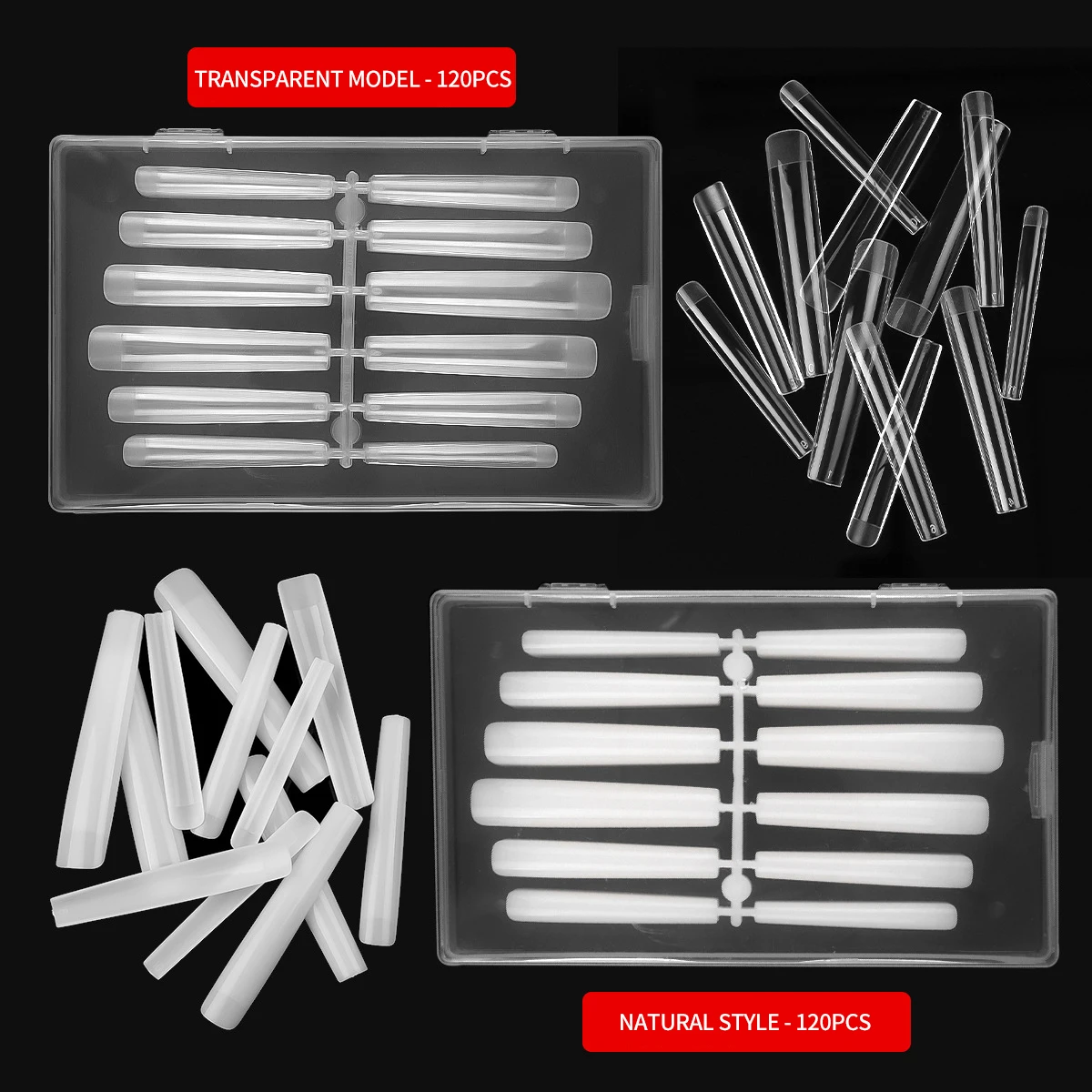 New Super Long Ballet Nail 120 Pieces Full Paste T-shaped False Nail Transparent Patch Long Box