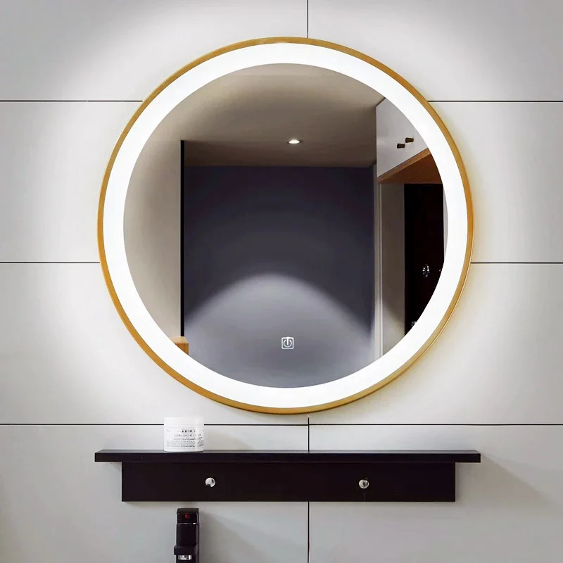 luxury smart touch led clock and temperature for mirror round bluetooth bathroom led mirror adjustable
