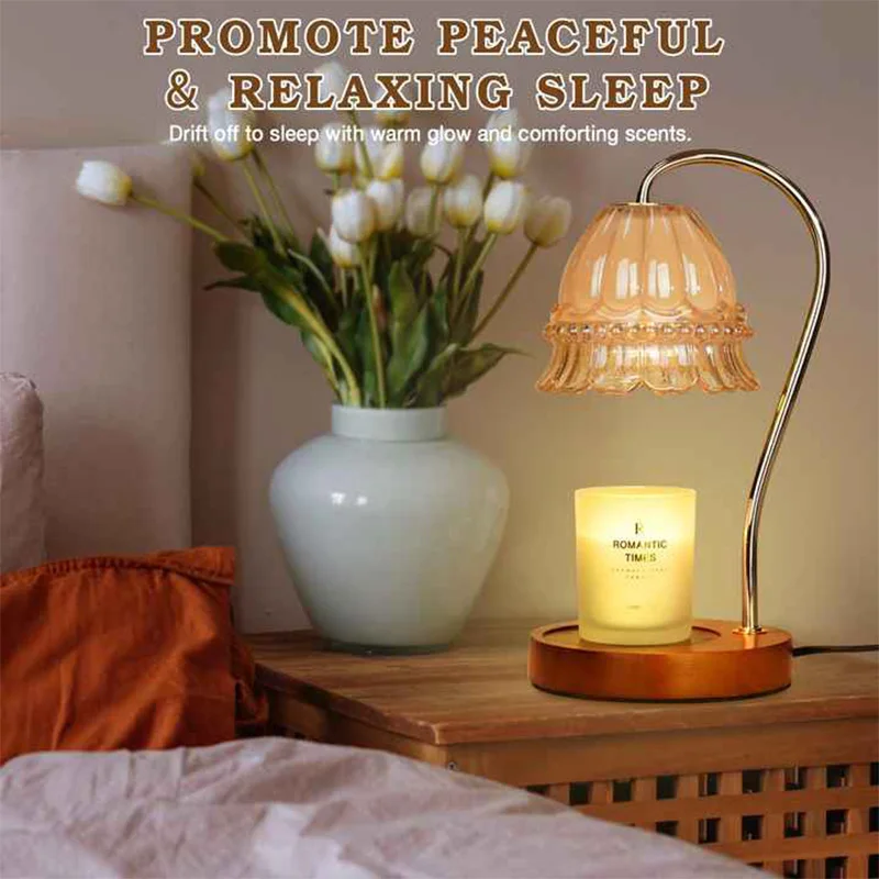 Wholesale Electric Glass Flower Shaped Lampshade Candle Crystal Lamp With Dimmer Timer Candle Warming Lamp