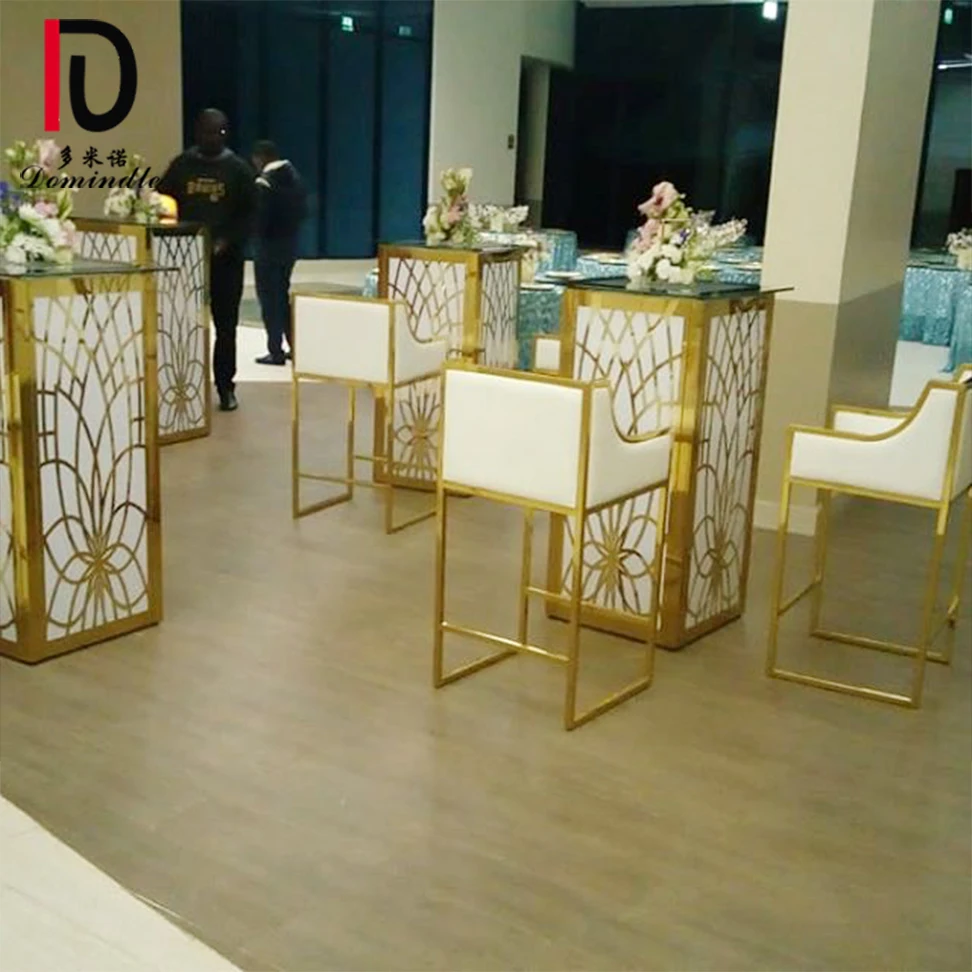 2019 new LED lighting stainless steel cocktail glass bar table