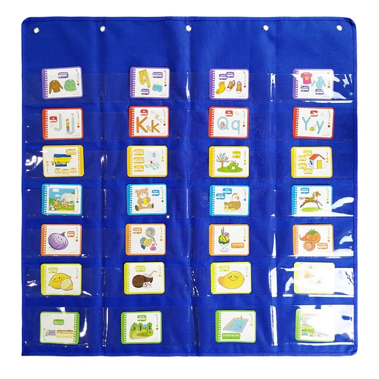 Blue Heavy Duty Hanging Wall Pocket Charts for Classroom Preschool Activity