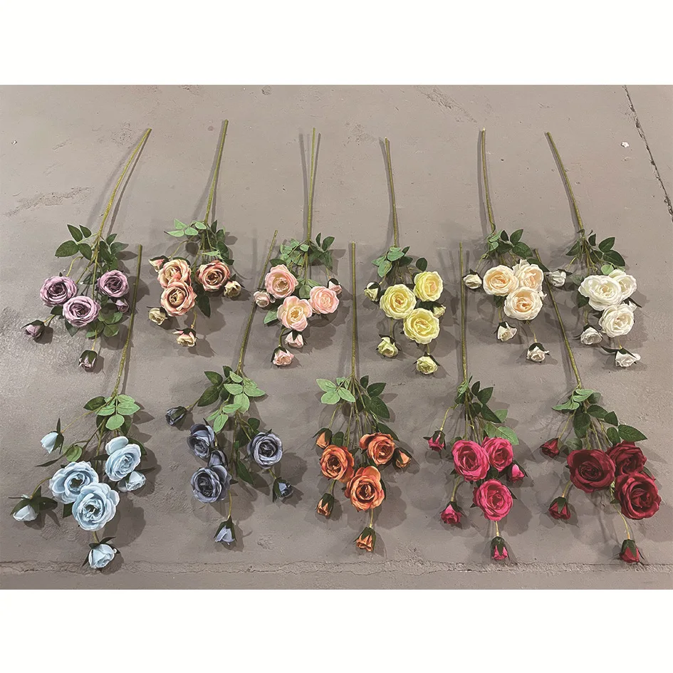 Decoration Artificial Rose Bud Silk Flower Bouquet Large White Roses Artificial Flower Silk Rose Wedding Bouquet