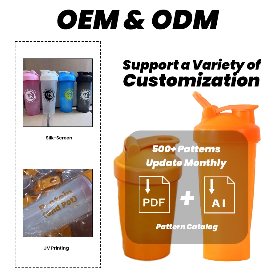 Custom Protein Shaker Bottle Gym 400ml Sports Shakers Portable Fitness Bottle 600ml Plastic Water Bottle With Logo