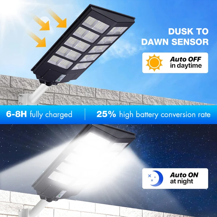 New Outdoor Waterproof Ip65 ABS 300w 600w 800w All in One Radar Sensor Solar Panel Street Light With Remote Control