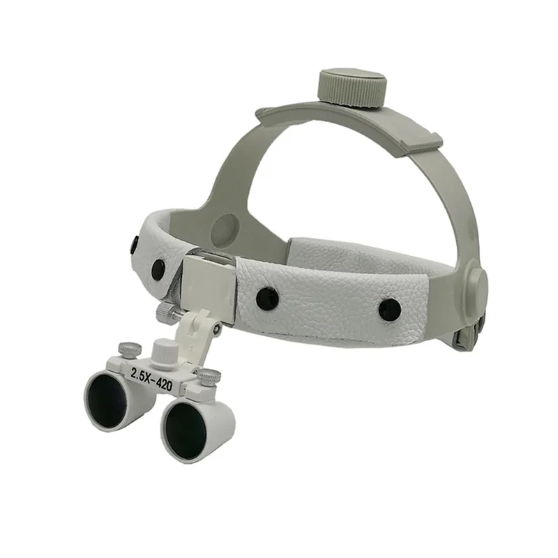 Cheap 2.5X-420 Dental surgery  magnifier examination white helmet magnifier adjustable head-mounted surgical glasses magnifier