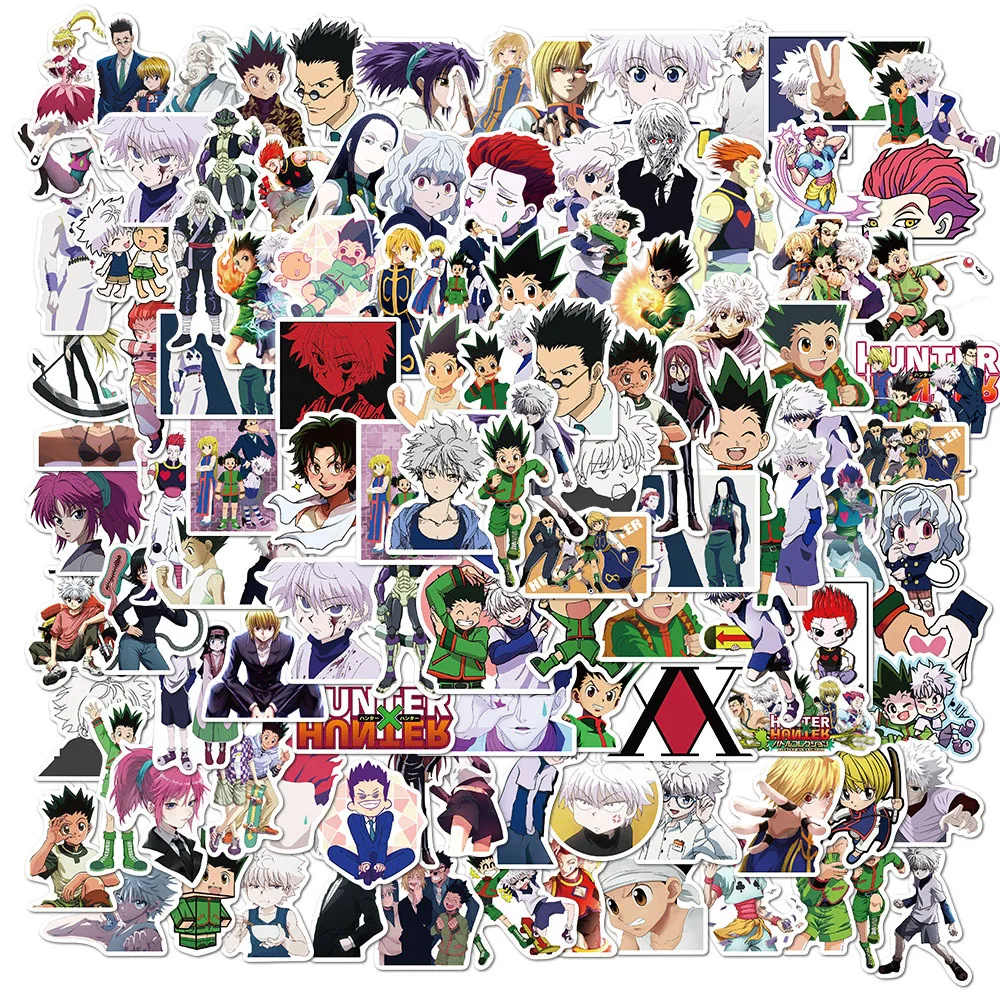 100Pcs Hot Sale Japanese Cartoon Vinyl Decorative Sticker For Laptop Wall Car Hunter x Hunter Demon Slayer Anime Stickers