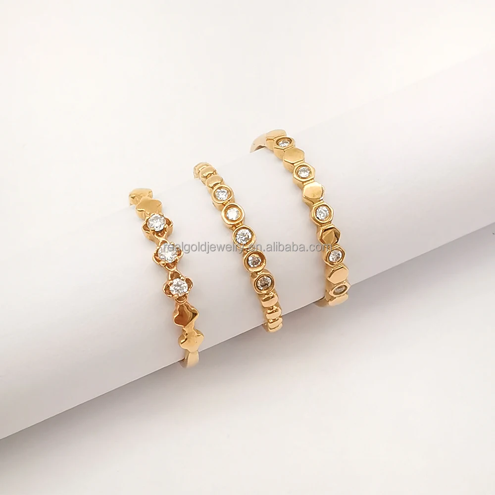 Trendy 18K Solid Gold Natural Diamond Rings Custom Shape and Pattern Elegant Delicate Sweet Finger Ring Fine Jewelry