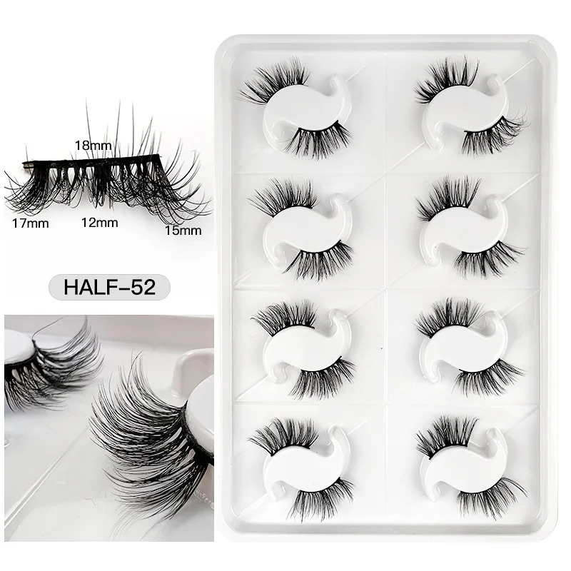 Yimart 8 Pairs Half Eyelashes 3D Natural False Lashes Fluffy Soft Cross Fox Eyelashes Wispy Natural Eyelash Extension Cilios