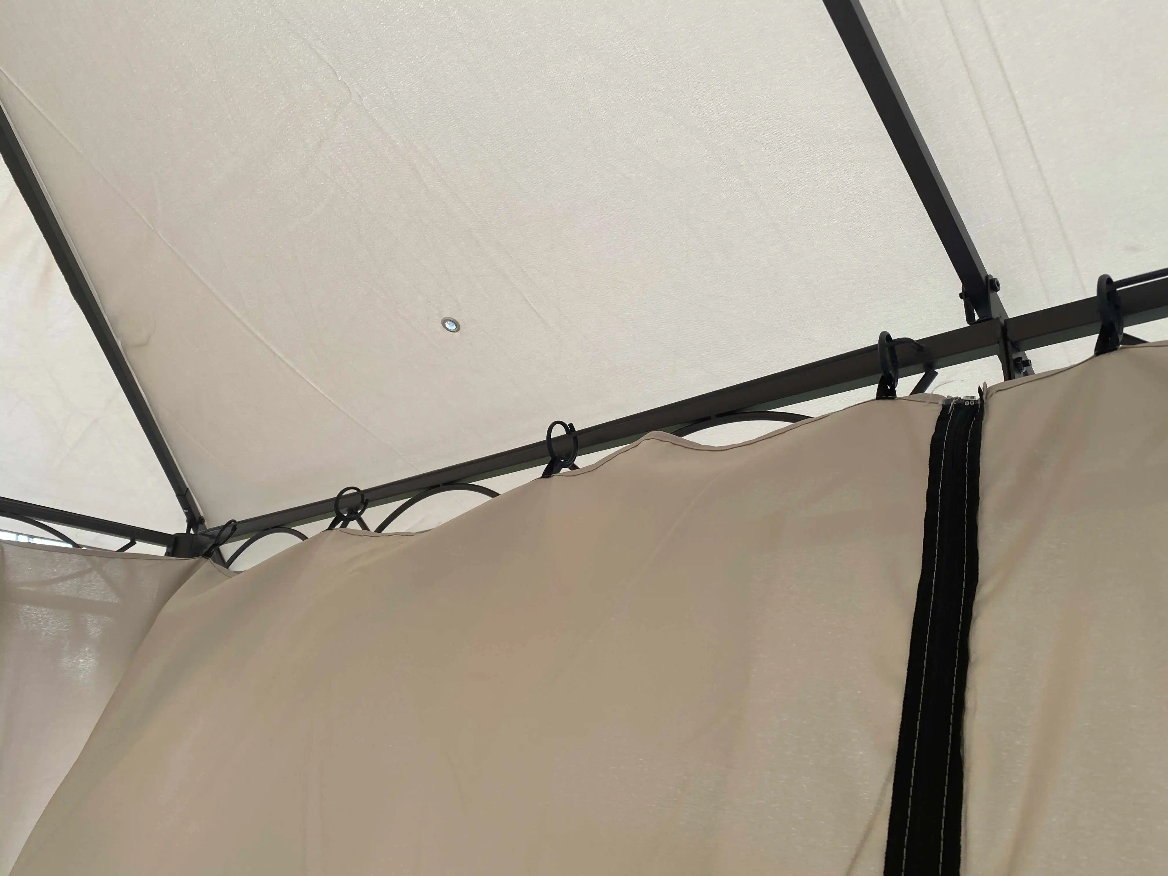 3X3M Outdoor Steel Garden Gazebo With Mesh Curtain Panels