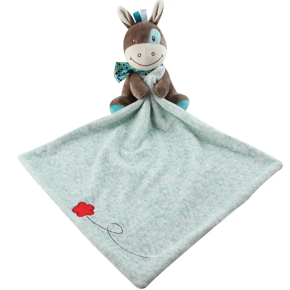 NEW Stuffed Animal Donkey Plush Security Blanket Baby Lovey Blanket Soothing Toy for Infant Kids Toddles